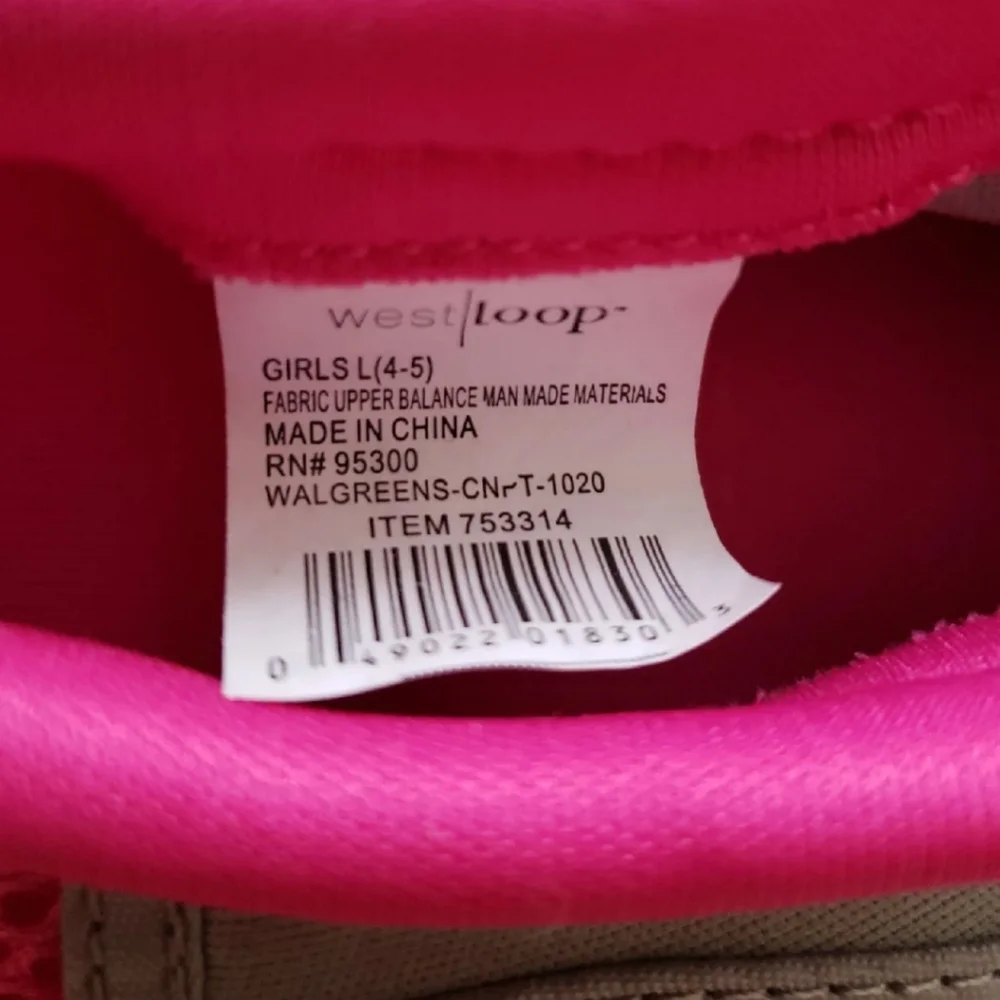 Kid's Water Shoes Pink & Gray Size 4 NWT Big Girl